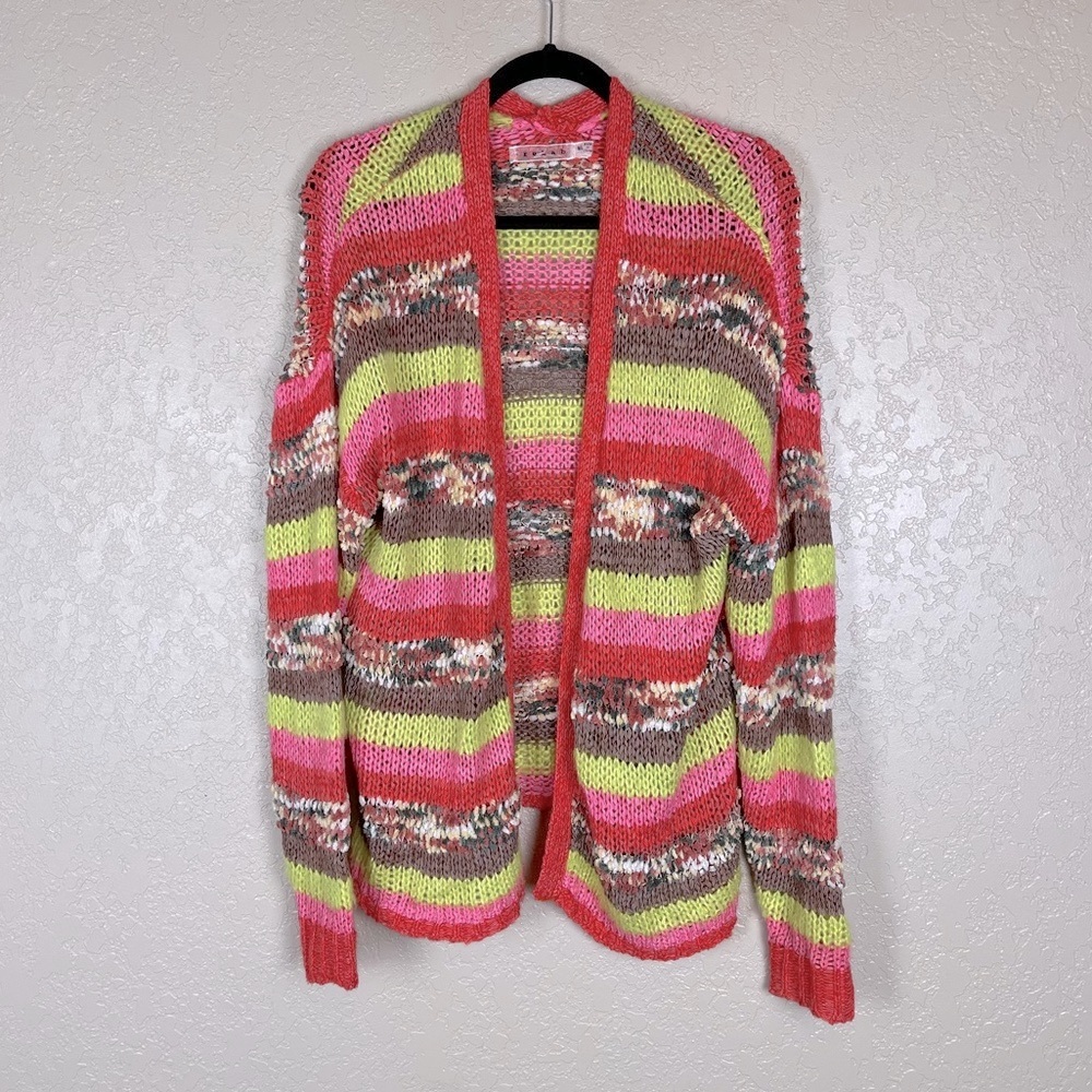Rehab multi striped textured knit cardigan